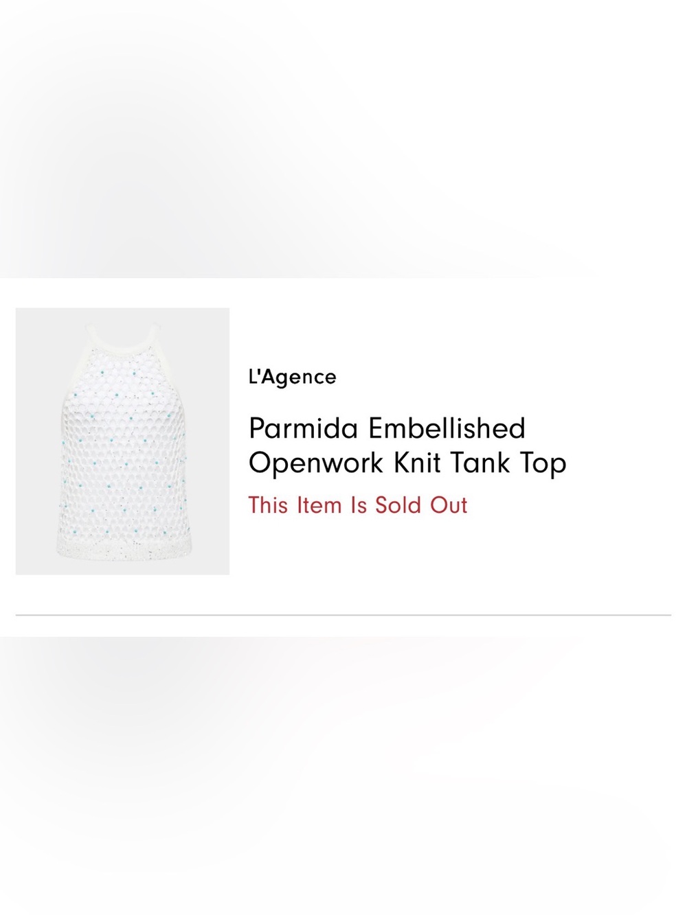 L Agence Parmida embellished open knit crochet Tank Top with Turquoise beads - Picture 7 of 7